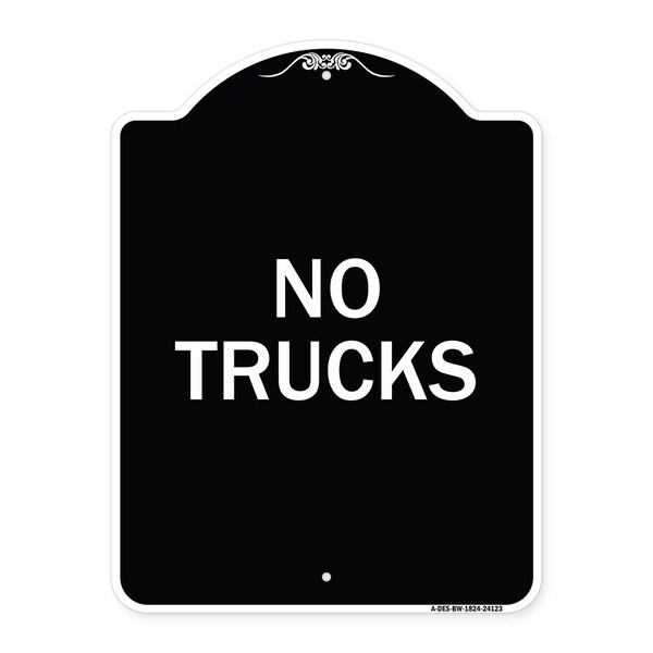 Driveway No Trucks Heavy-Gauge Aluminum Architectural Sign, 24" x 18", BW-1824-24123